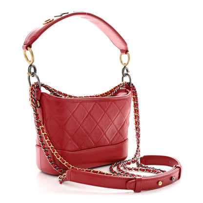 Chanel Aged Calfskin Quilted Small Gabrielle Hobo Red 3 of 10