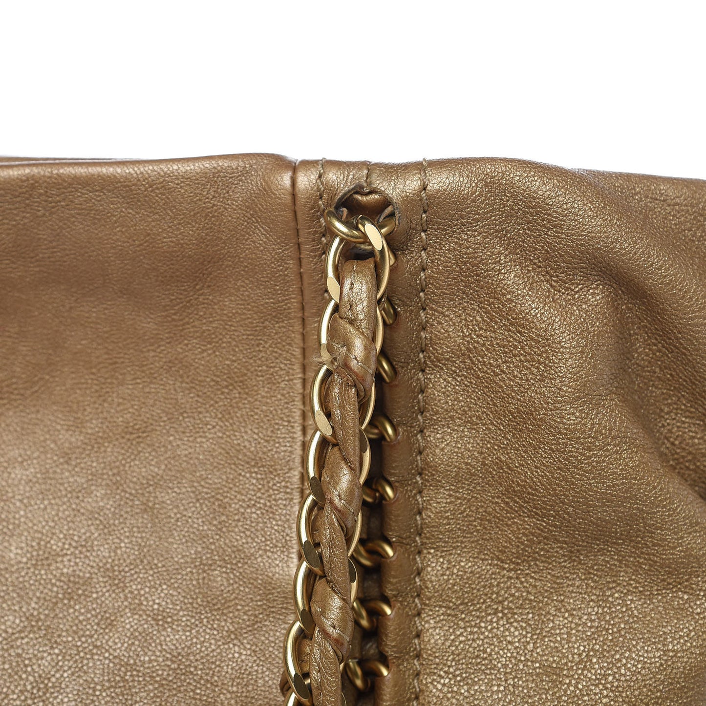 Metallic Goatskin Ligne Tote Gold