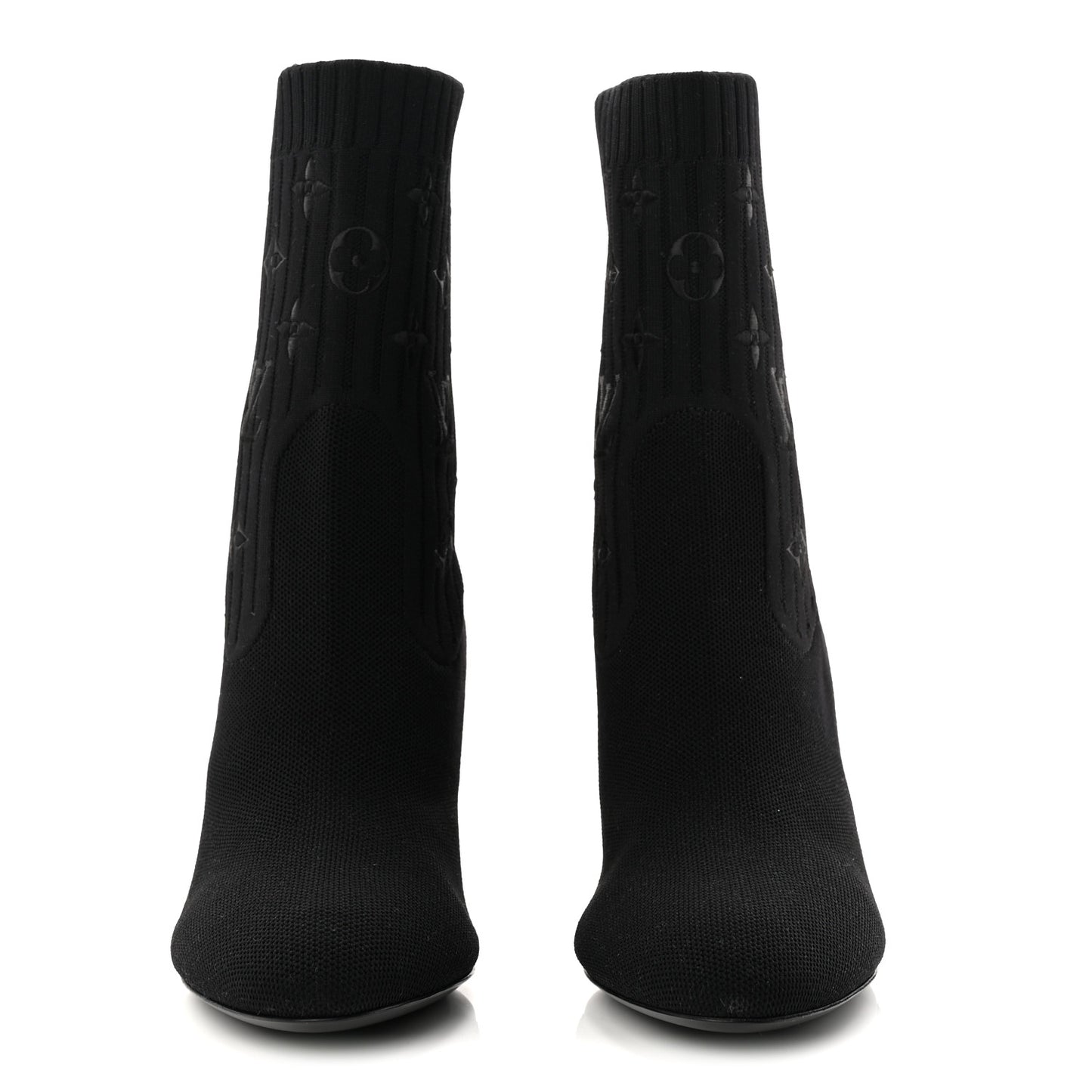 Monogram Stretch Fabric Silhouette Ankle Boots 39 Black