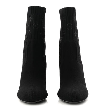 Louis Vuitton Monogram Stretch Fabric Silhouette Ankle Boots 39 Black 2 of 8