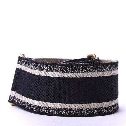 Christian Dior Canvas Embroidered Shoulder Strap Black White 2 of 5
