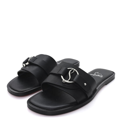 Christian Louboutin Calfskin Her In Roma Flat Slides 37.5 Black 4 of 8