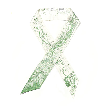 Christian Dior Silk ABCDior "P" Mitzah Scarf Vert 1 of 4