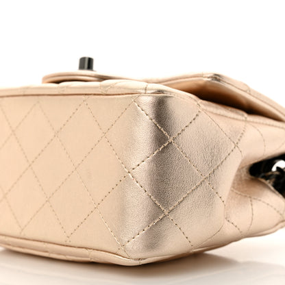 Chanel Metallic Lambskin Quilted Mini Square Flap Gold Black 10 of 12