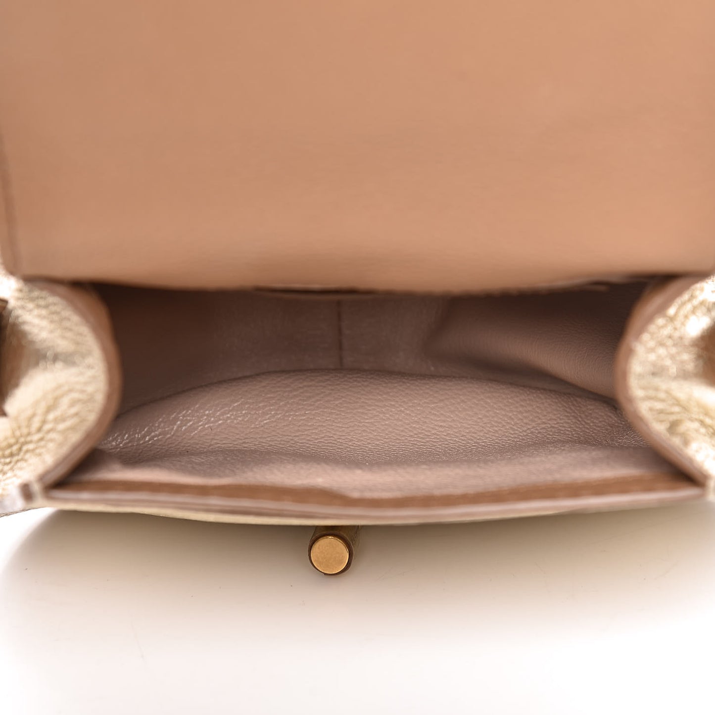 Metallic Calfskin Mini Marcie Round Crossbody Bag Gold