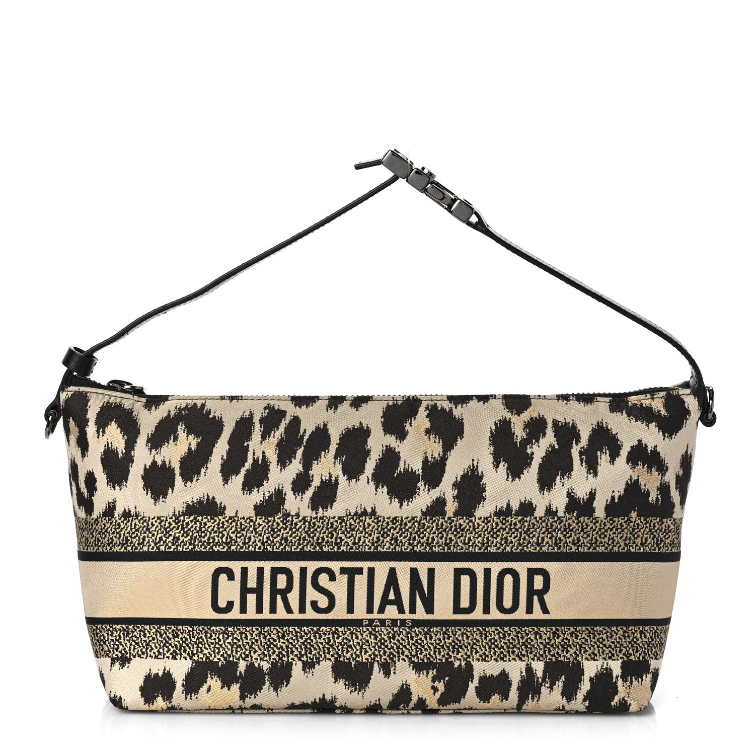 Christian Dior Canvas Mizza Embroidered Medium Leopard Diortravel Nomad Pouch Beige 1 of 9