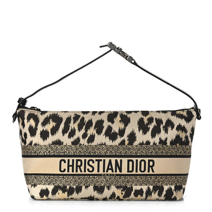 Christian Dior Canvas Mizza Embroidered Medium Leopard Diortravel Nomad Pouch Beige 1 of 9