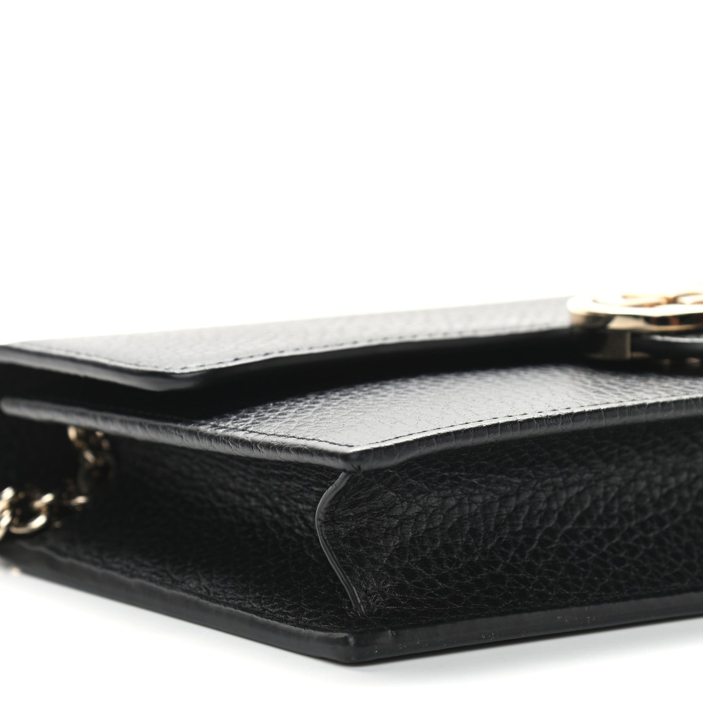 Dollar Calfskin Interlocking G Chain Wallet Black