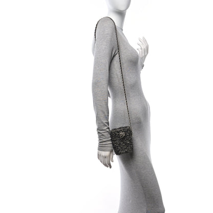 Chanel Tweed Mini Bucket Drawstring Bag Black Silver 2 of 10
