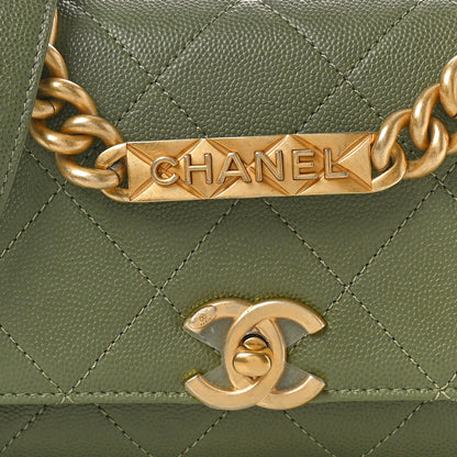 Chanel Caviar Quilted Mini Bracelet On Chain Flap Green 8 of 10
