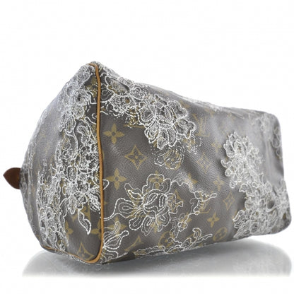 Louis Vuitton Monogram Dentelle Speedy 30 Silver 6 of 9