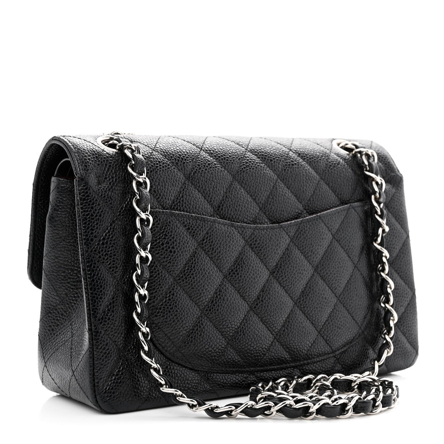 Caviar Quilted Small Double Flap Black