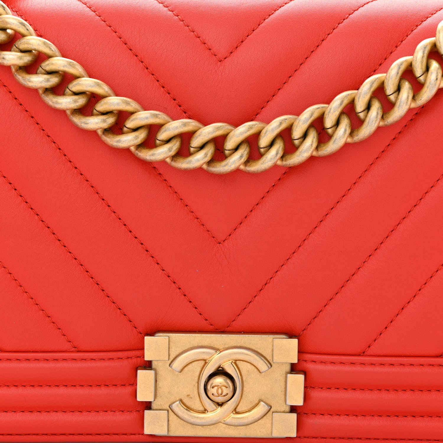 Chanel Calfskin Chevron Quilted Medium Boy Flap Red 8 of 12