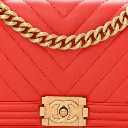 Chanel Calfskin Chevron Quilted Medium Boy Flap Red 8 of 12