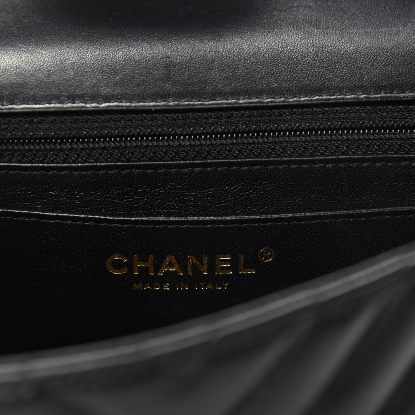 Lambskin Chevron Quilted Mini Rectangular Flap Black