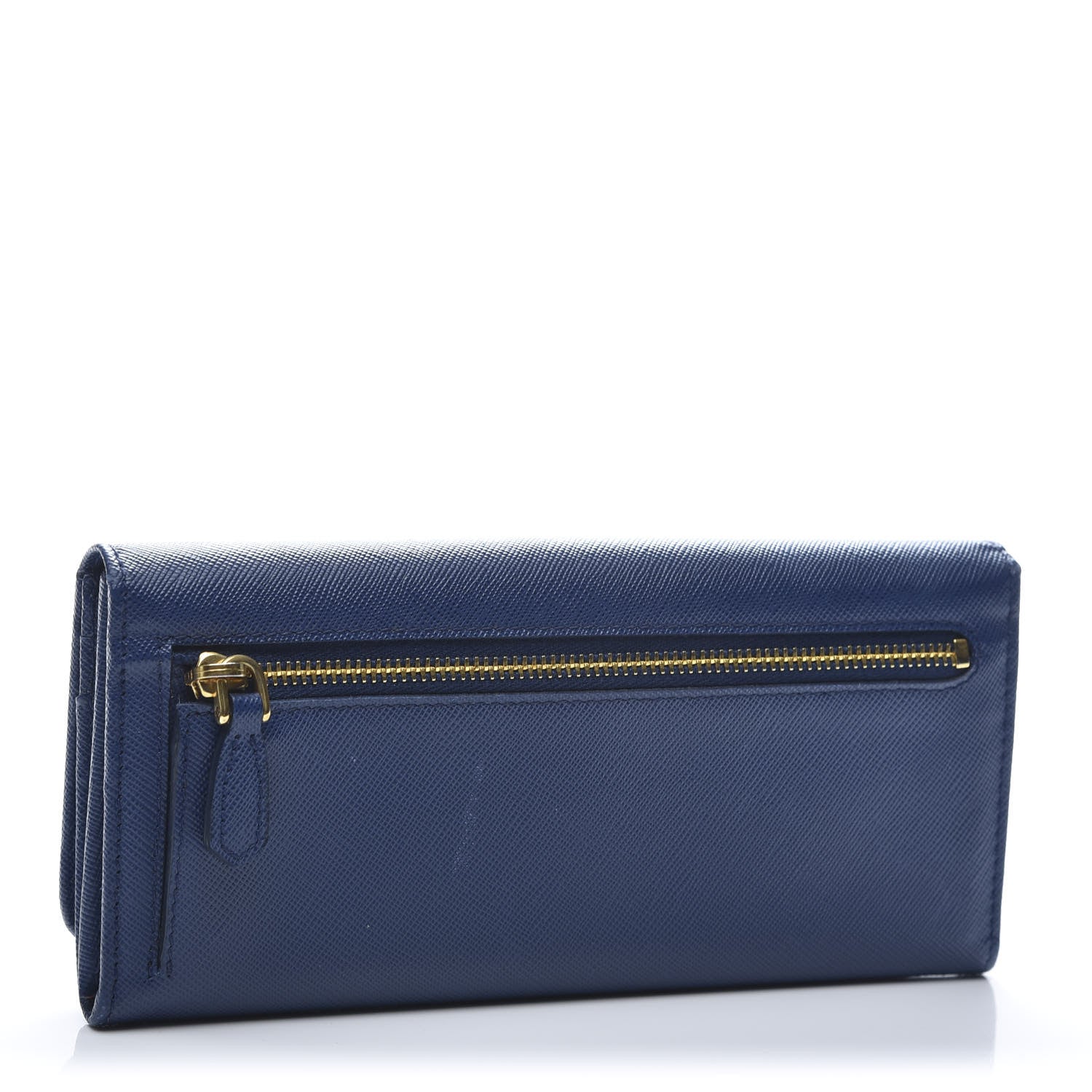 Prada Saffiano Metal Continental Flap Wallet Bluette 3 of 9