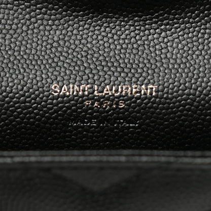 Saint Laurent Grain De Poudre Matelasse Chevron Small Monochrome Monogram Envelope Wallet Black 6 of 8