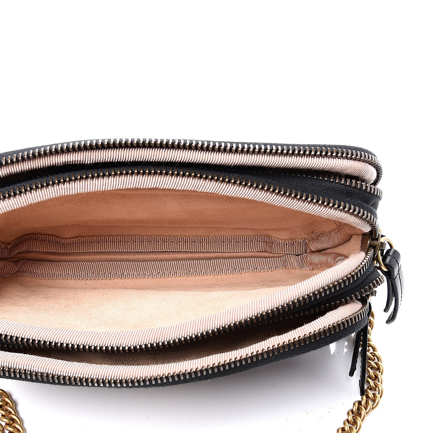 Calfskin Matelasse Mini GG Marmont Chain Crossbody Bag Black