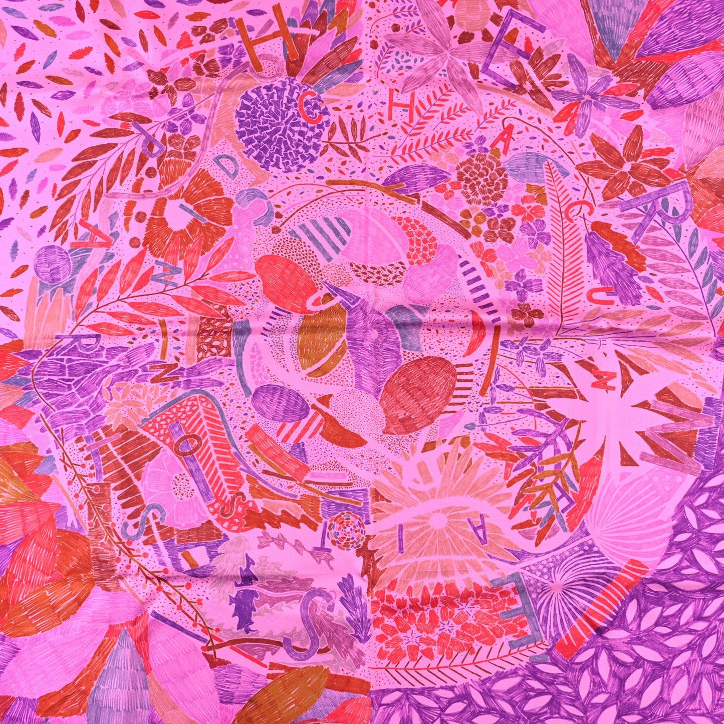 Silk Chacun Fait Son Nid Scarf 90 Cyclamen Violet Rouge