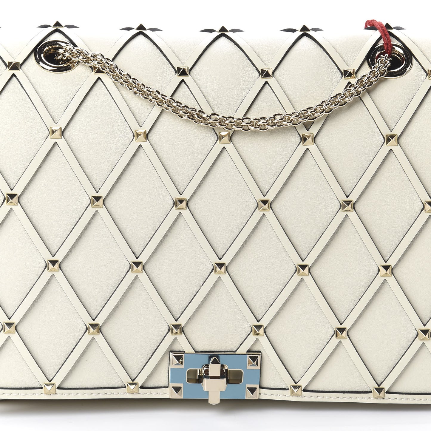 Smooth Calfskin Quilted Beehive Shoulder Bag Light Ivory