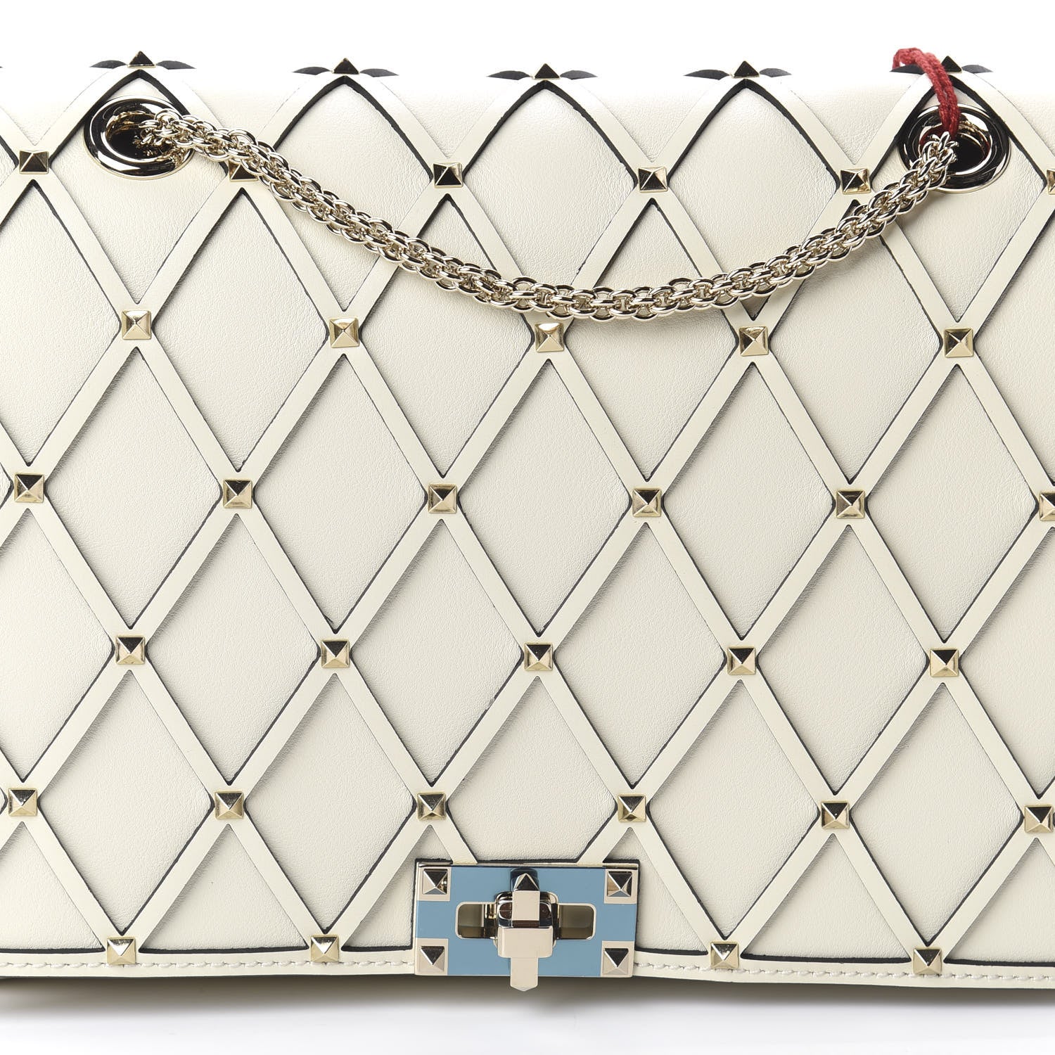 Valentino Garavani Smooth Calfskin Quilted Beehive Shoulder Bag Light Ivory 6 of 8