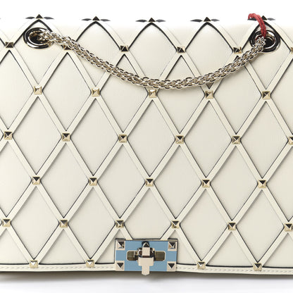 Valentino Garavani Smooth Calfskin Quilted Beehive Shoulder Bag Light Ivory 6 of 8