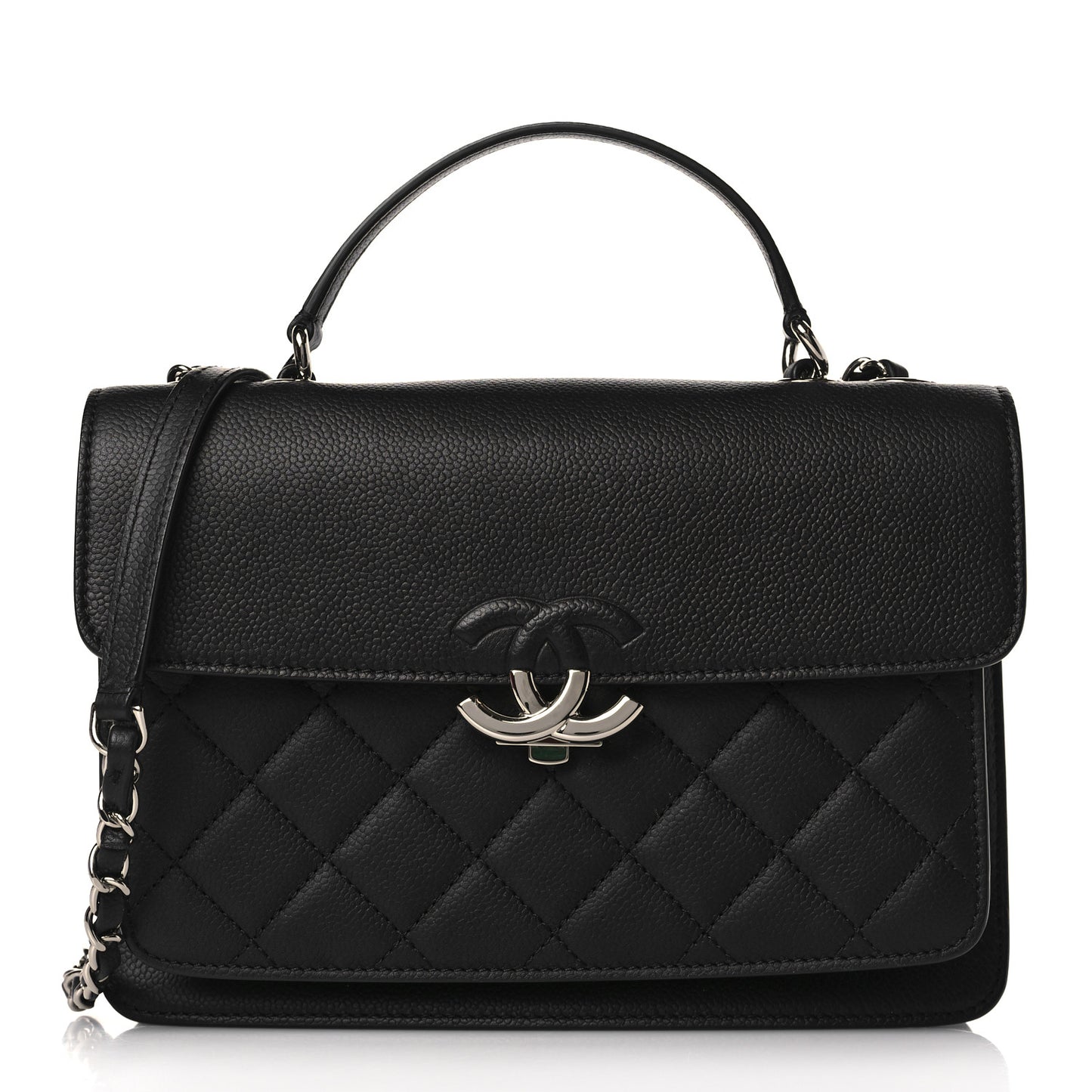 Caviar Quilted Small CC Box Top Handle Flap Black