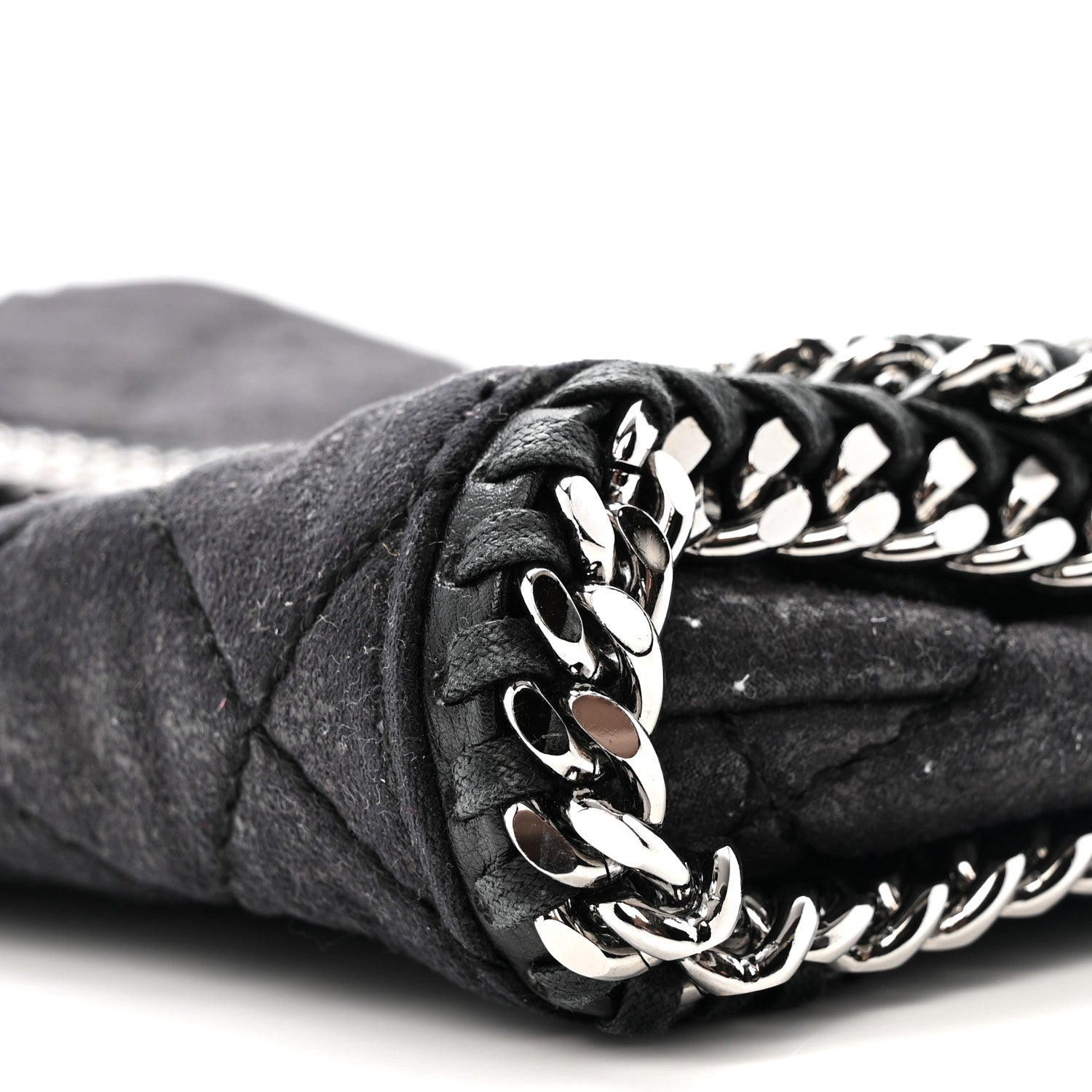 Stella McCartney Shaggy Deer Quilted Falabella Fold Over Clutch Black 10 of 12