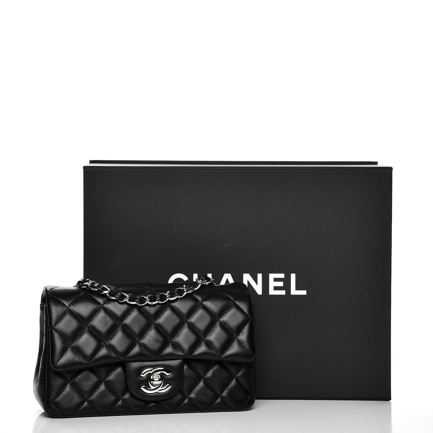 Lambskin Quilted Mini Rectangular Flap Black