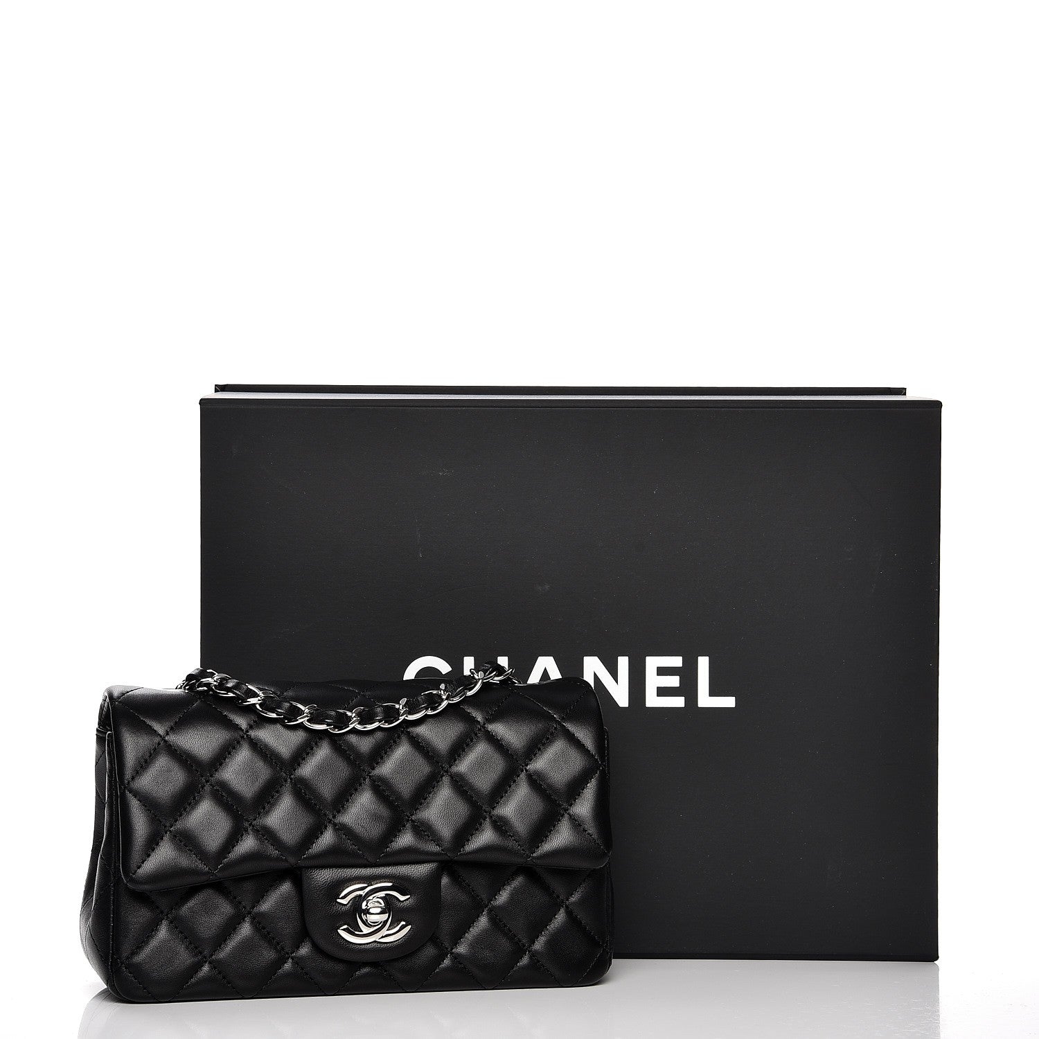Chanel Lambskin Quilted Mini Rectangular Flap Black 8 of 8