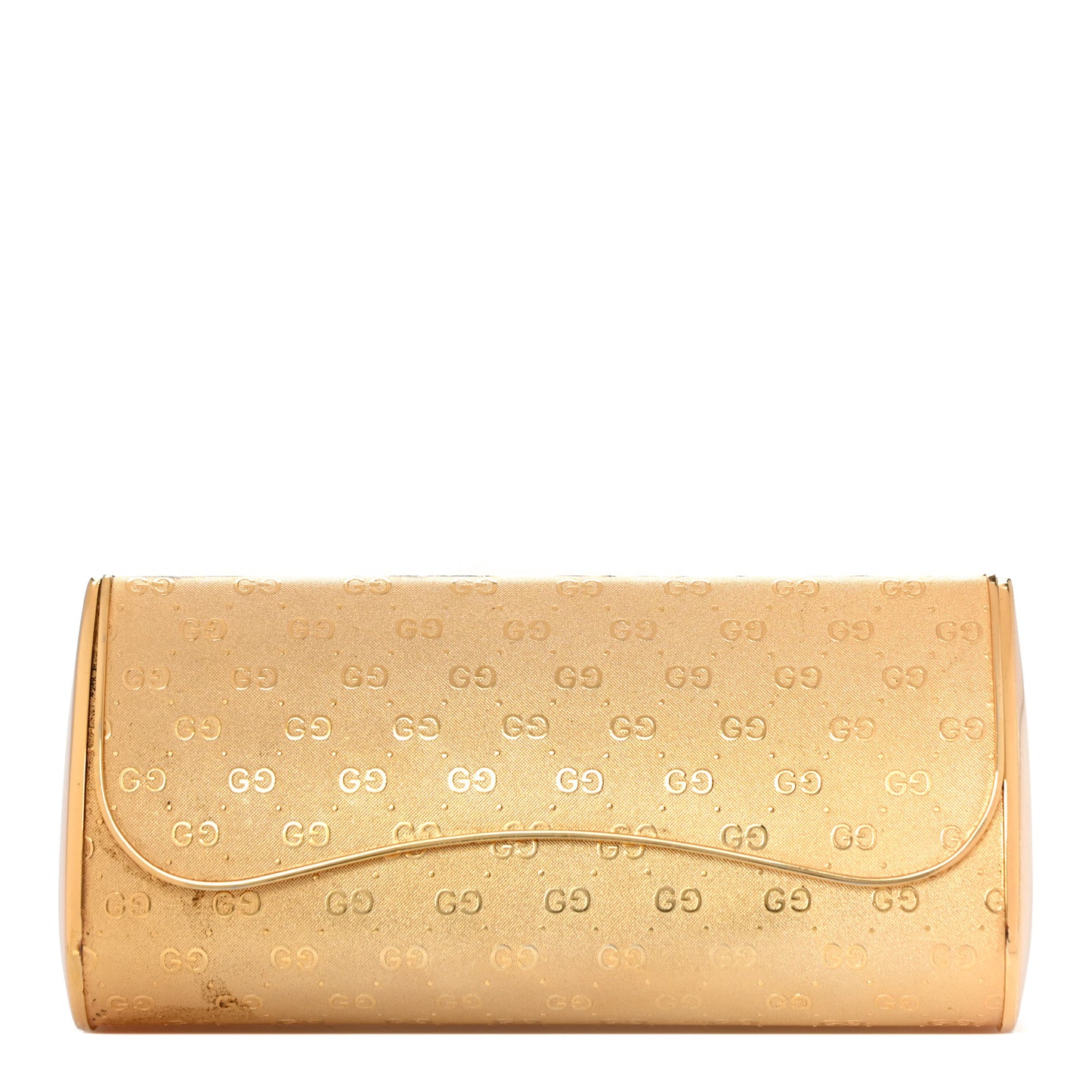 Metal Guccissima Minaudiere Clutch Gold
