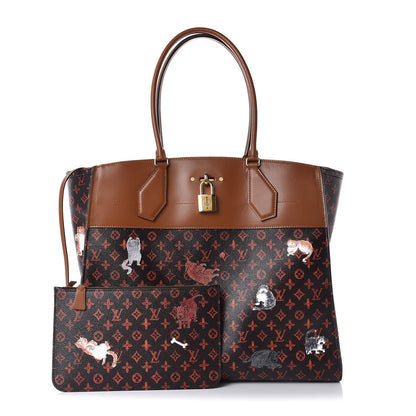 Louis Vuitton Calfskin Catogram City Steamer Cabas XXL Orange Marron 1 of 8