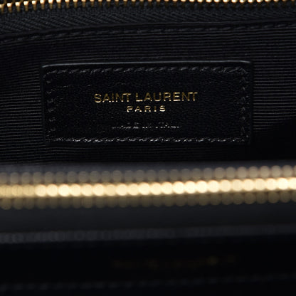 Saint Laurent Grain De Poudre Matelasse Chevron Monogram Shopping Bag Black 6 of 7