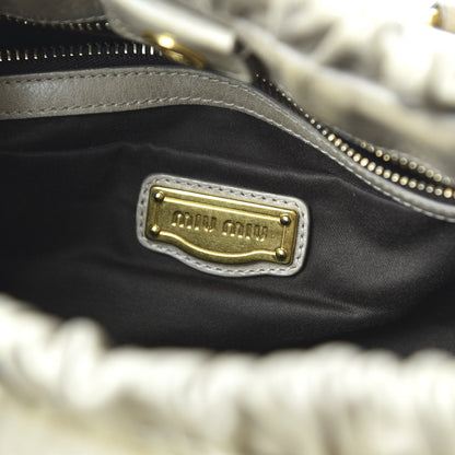 Miu Miu Vitello Lux Gathered Tote Pomice 8 of 10