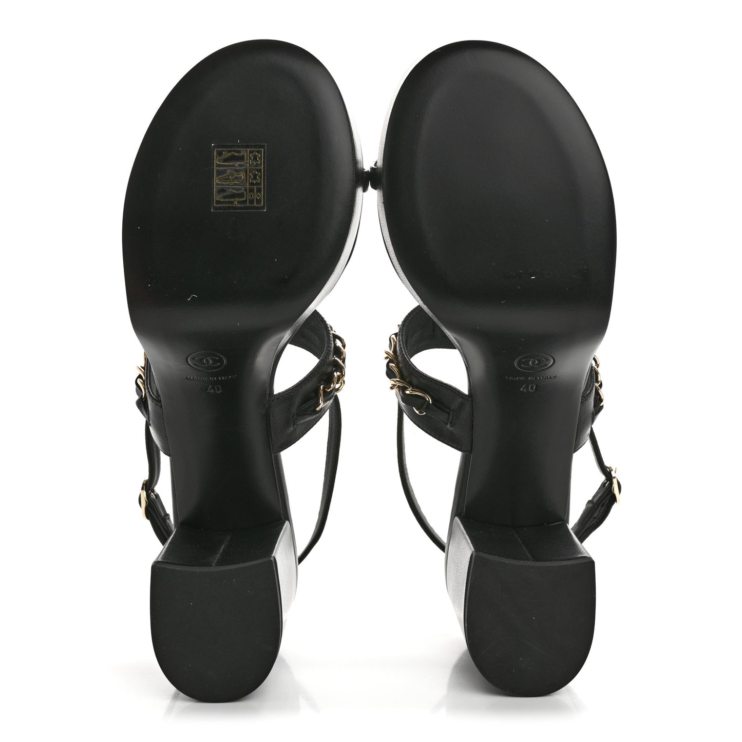 Lambskin Chain Platform Sandals 40 Black