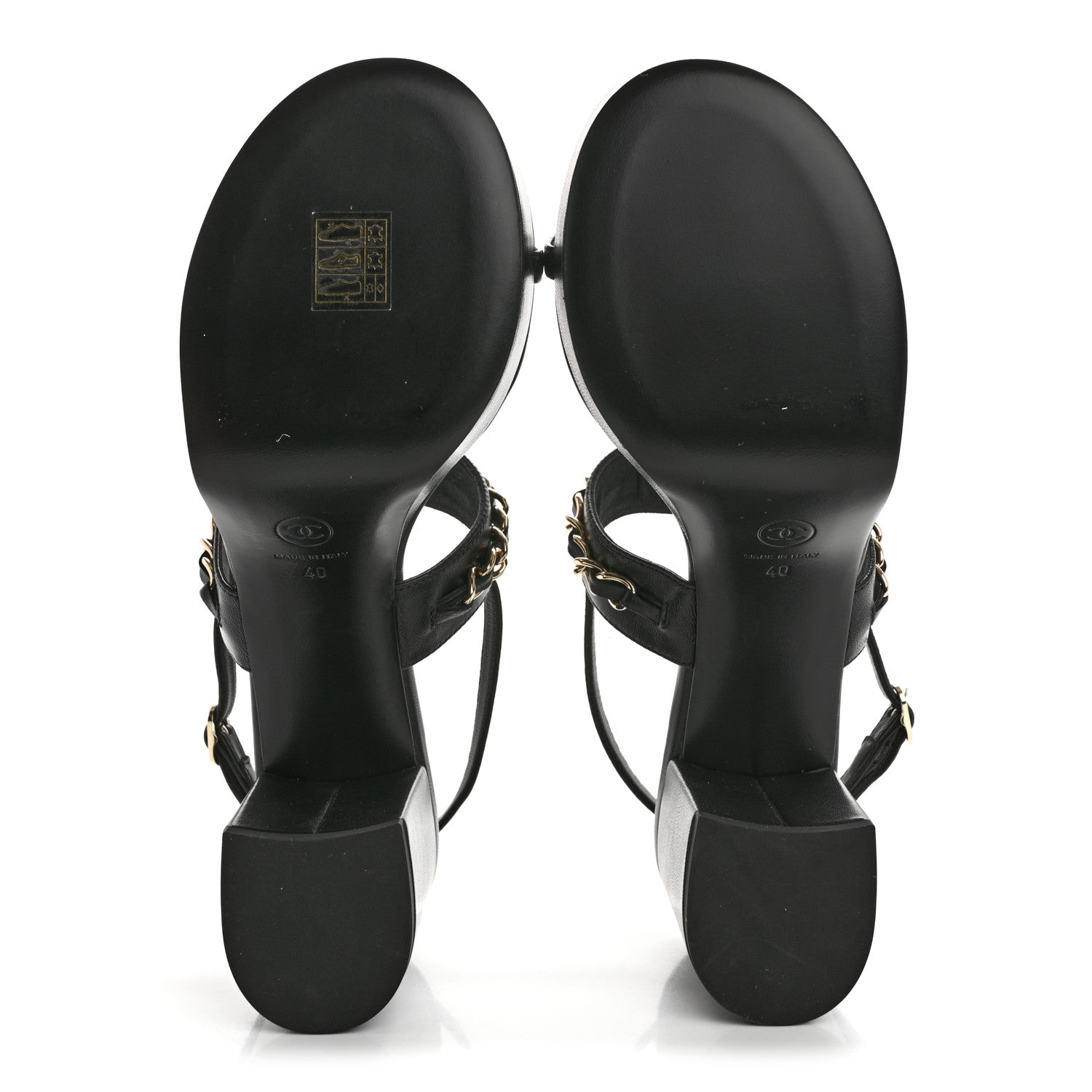 Chanel Lambskin Chain Platform Sandals 40 Black 6 of 10