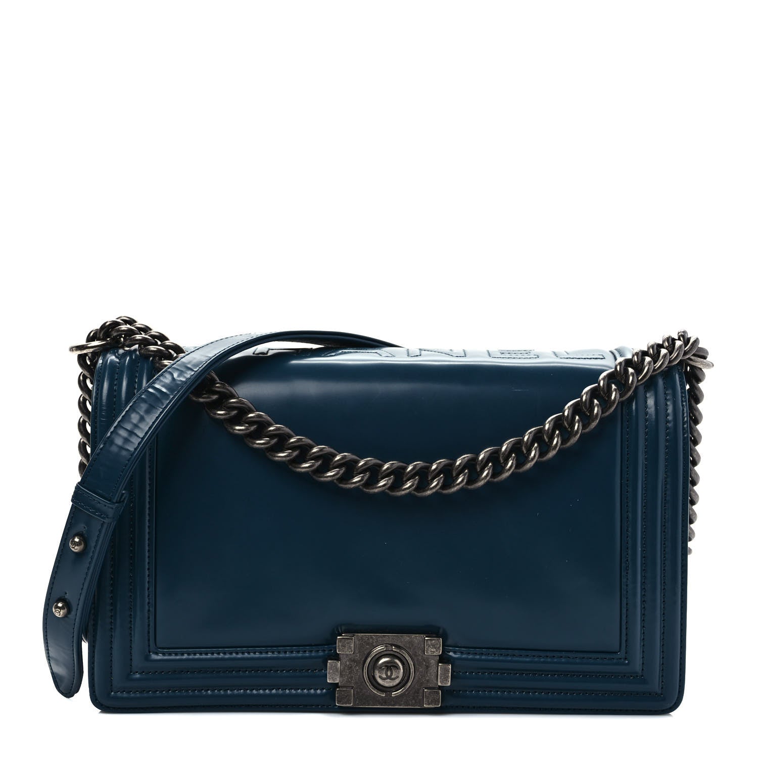 Chanel Glazed Calfskin Medium Boy Flap Blue 1 of 8
