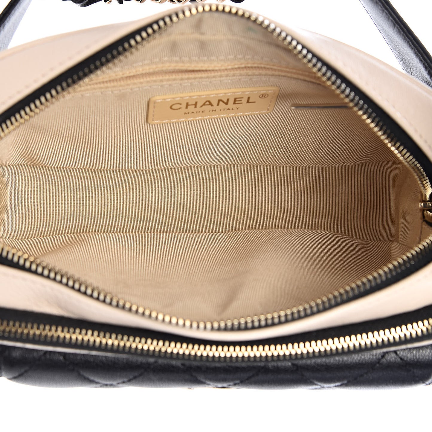 Goatskin Quilted Waist Bag Beige White Black