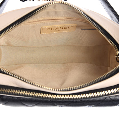 Chanel Goatskin Quilted Waist Bag Beige White Black 5 of 13