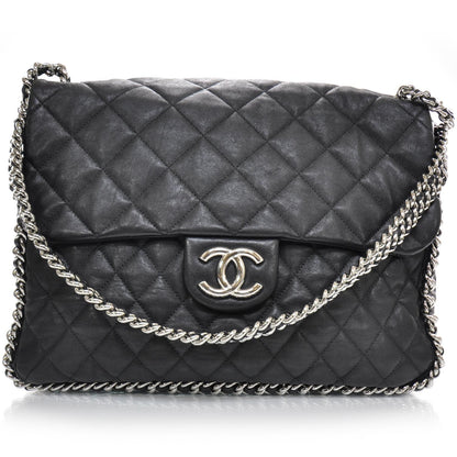 Chanel Lambskin Chain Around Maxi Flap Bag Black 1 of 11