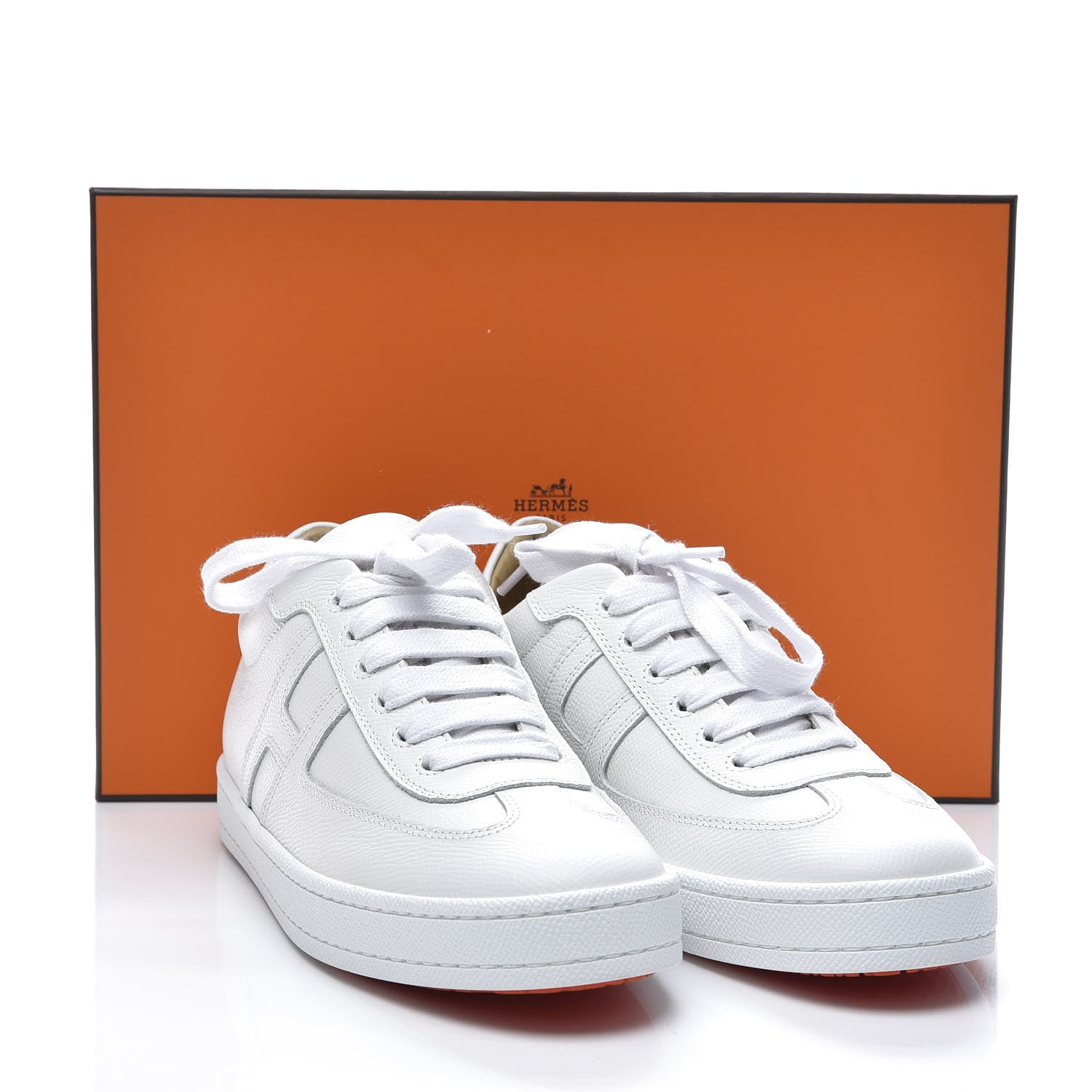 Hermes Epsom Womens Boomerang Sneakers 37 White 10 of 10