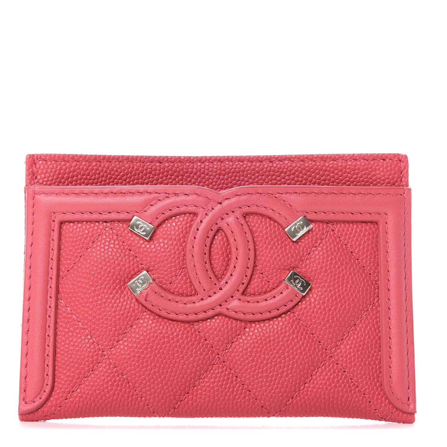 Chanel Caviar Quilted Filigree Card Holder Pink 1 of 11