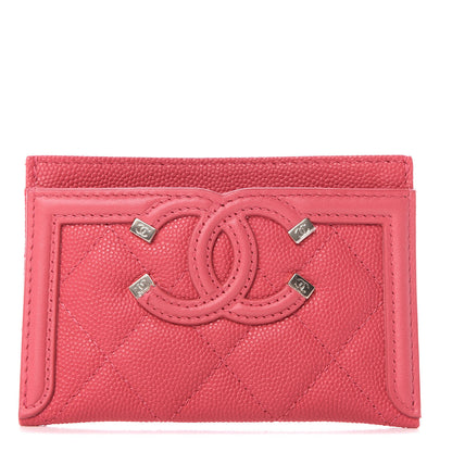 Chanel Caviar Quilted Filigree Card Holder Pink 1 of 11
