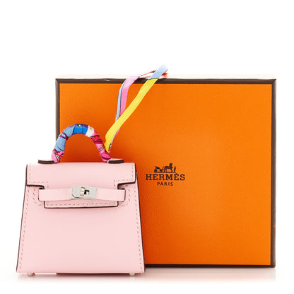 Hermes Tadelakt Mini Kelly Twilly Bag Charm Rose Sakura 6 of 6