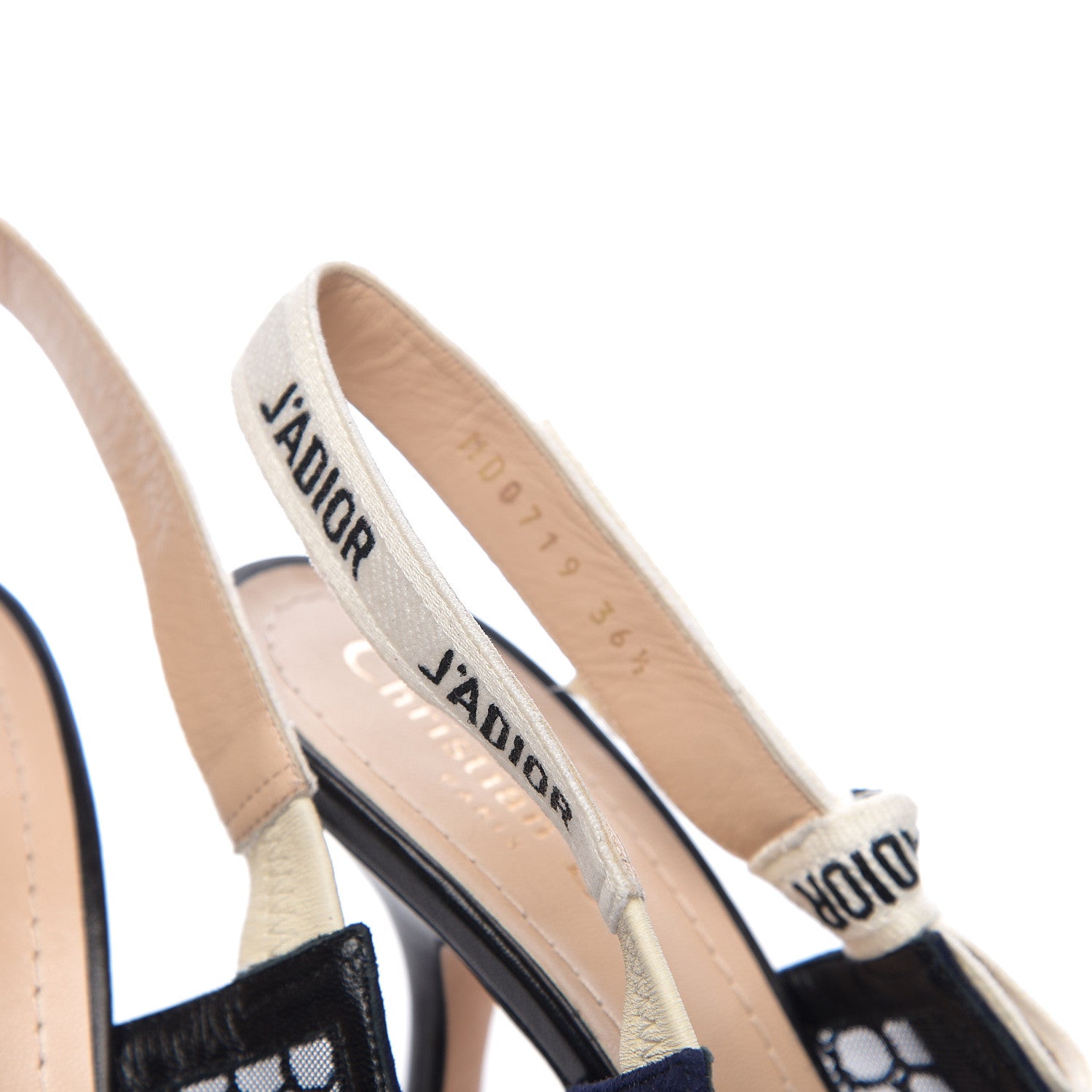 Christian Dior Resille Lambskin Ribbon J'Adior Slingback 100mm Pumps 36.5 Indigo Blue 8 of 9