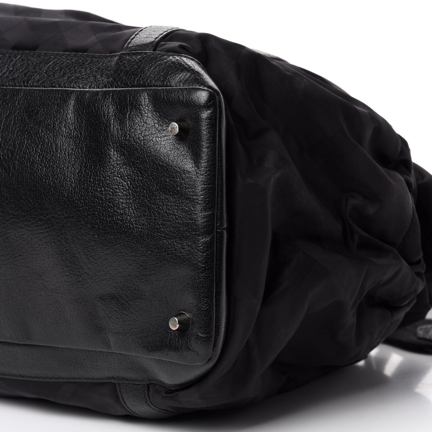 Nylon Tonal Check Diaper Bag Black