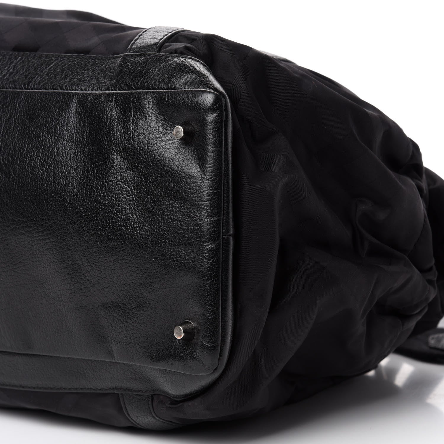 Burberry Nylon Tonal Check Diaper Bag Black 7 of 12