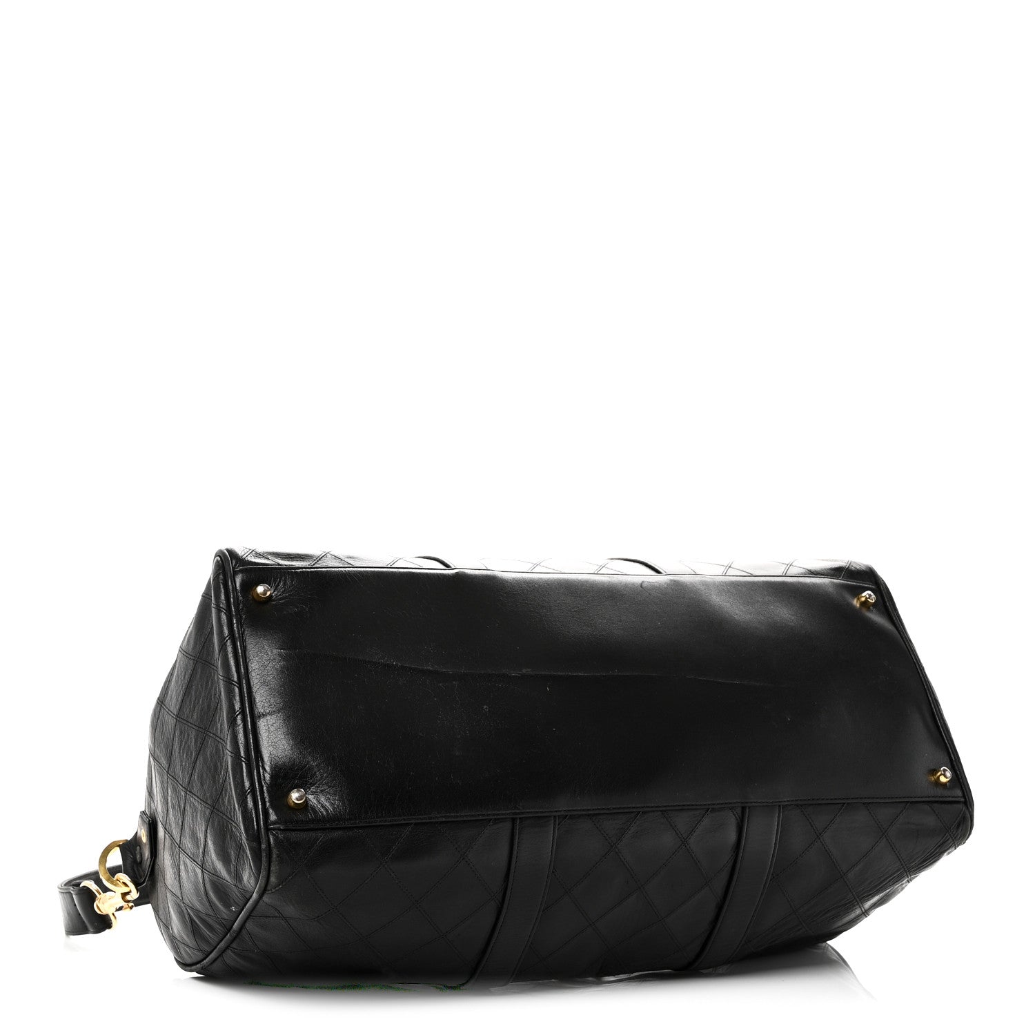 Chanel Calfskin Stitched Duffle Travel Bag Black 3 of 16