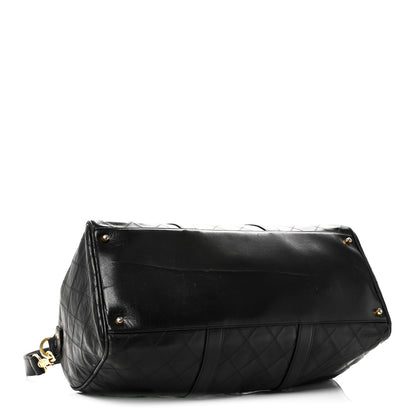 Chanel Calfskin Stitched Duffle Travel Bag Black 3 of 16