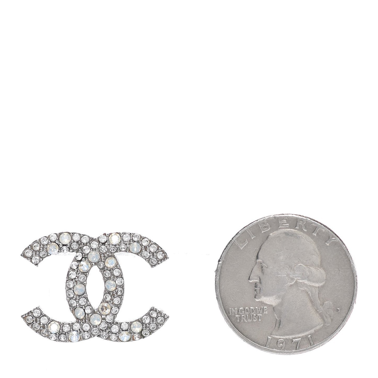 Crystal Large CC Earrings Silver